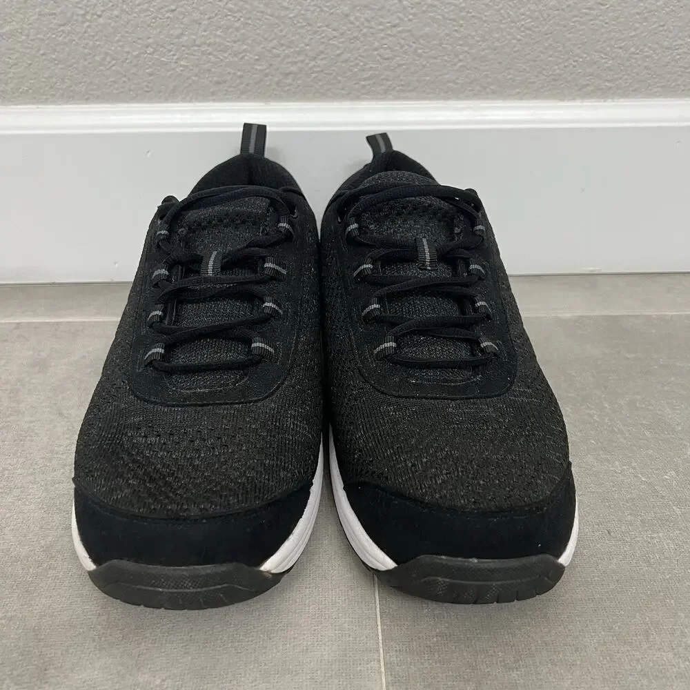 OrthoFeet Lava Stretch Mens Size 11.5 Wide 2E Black Knit Lace Up Sneaker Shoes